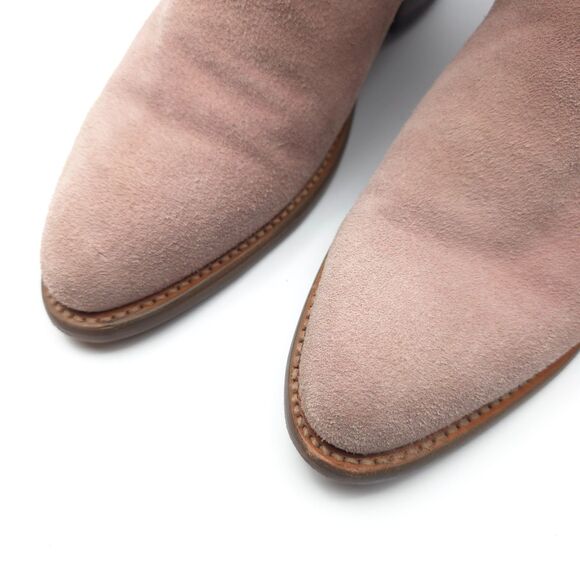 TECOVAS The Lucy Western Ankle Boots Rose Suede Pink Y2k Cowgirl Block Heel Boho - Picture 6 of 10